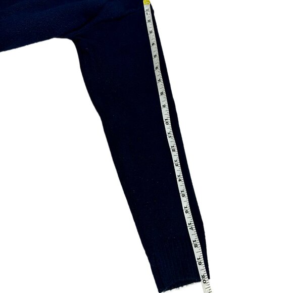 Talbots Sequin Reindeer Mockneck Sweater Blue Gold Buttons M Petite Holiday Look - Picture 9 of 14